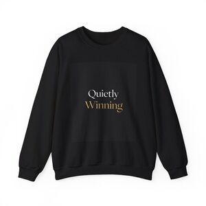 Quietly Winning Luxury Black Crewneck – Minimalist Gold Motivation Sweatshirt